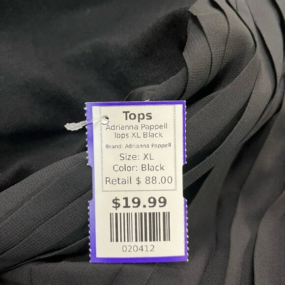 Adrianna Pappell Black V Neck Accordion Sleeve Top Size XL - Picture 3 of 5